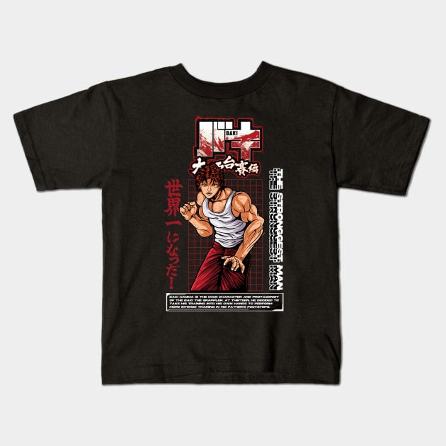 The Grappler Baki Artwork Kids T-Shirt by namanyastudios